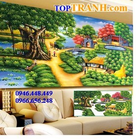Tranh gắn đá quê hương tôi